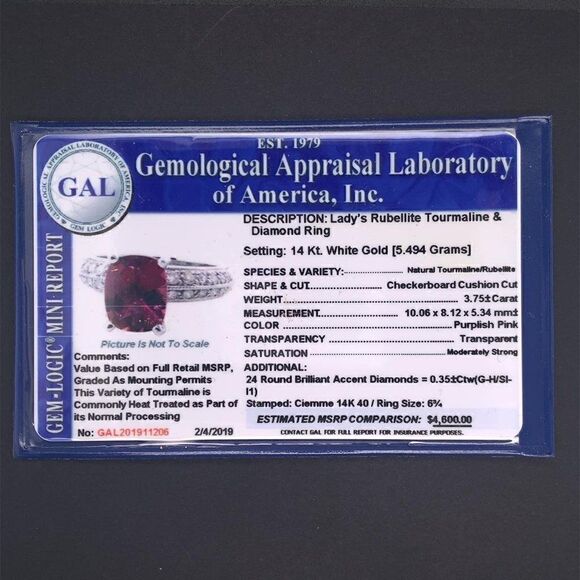 Diamond Tourmaline Rubellite Ring 6.75 14k Gold 4.10 TCW Certified $4,600 911206 - Picture 17 of 17